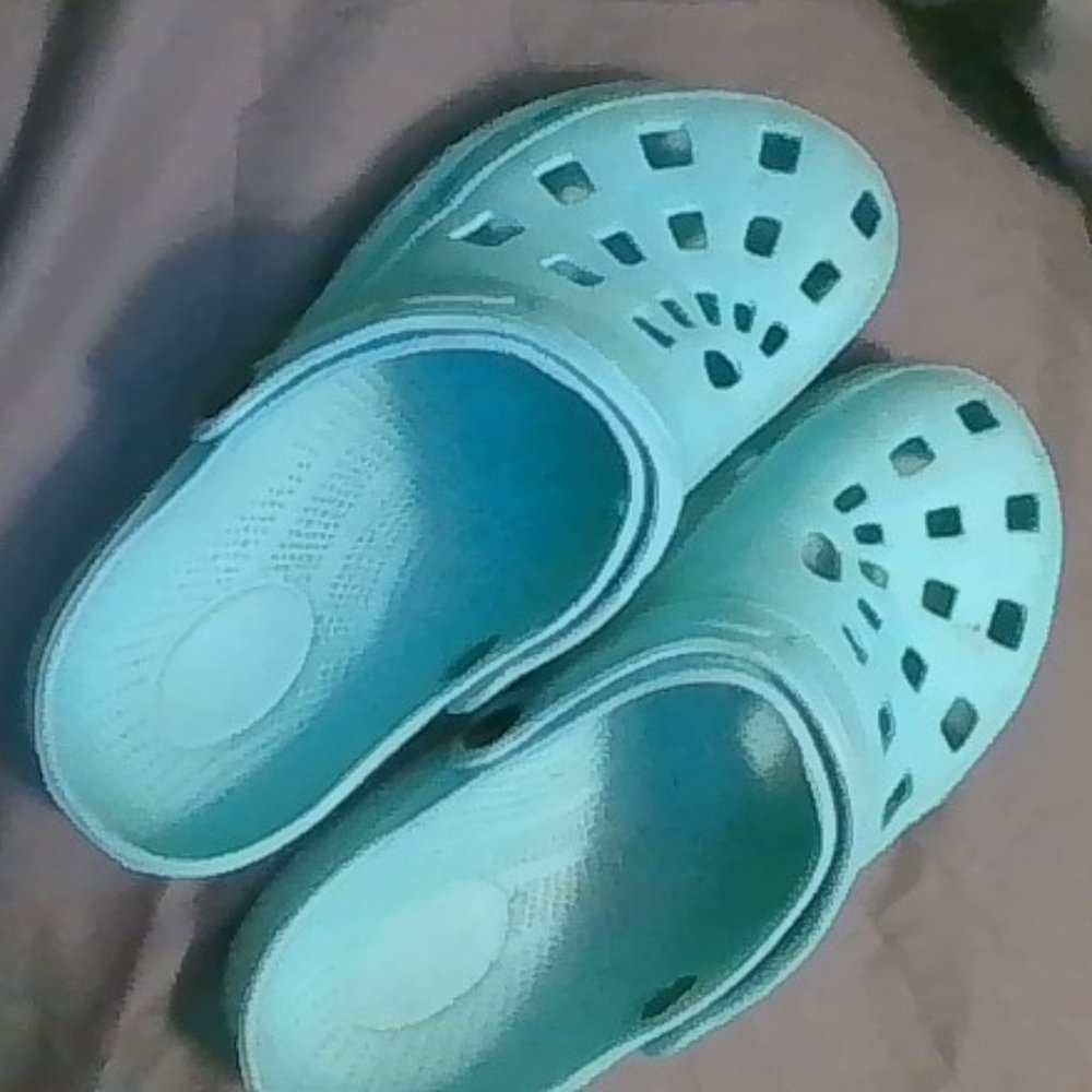 Teal crocs
